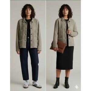 CP Shades Lady Jacket Button Front 4 pockets texture tweed french girl Flax -M